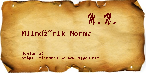 Mlinárik Norma névjegykártya